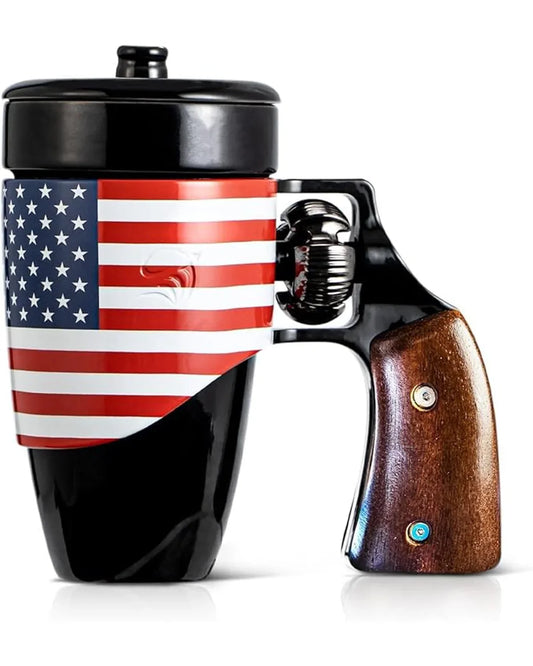 Pukomc Novelty Ceramic Coffee Mug, Birthday Gifts for Men and Women, fathers gifts, Coffee Mugs for Men (16OZ) (Black & Flag)